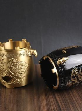 黄铜双龙戏珠碳炉香炉铜摆件工艺品家居客厅创意铜制品摆件蚊香炉