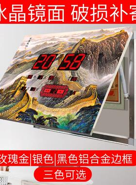 电表箱万年历装饰画显示时间大遮挡电闸总开关新款中式带钟表