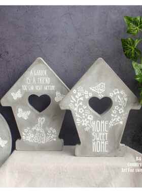 百亩家欧式美式乡村质朴水泥可爱小鸟家居花园庭院装饰品壁挂摆件