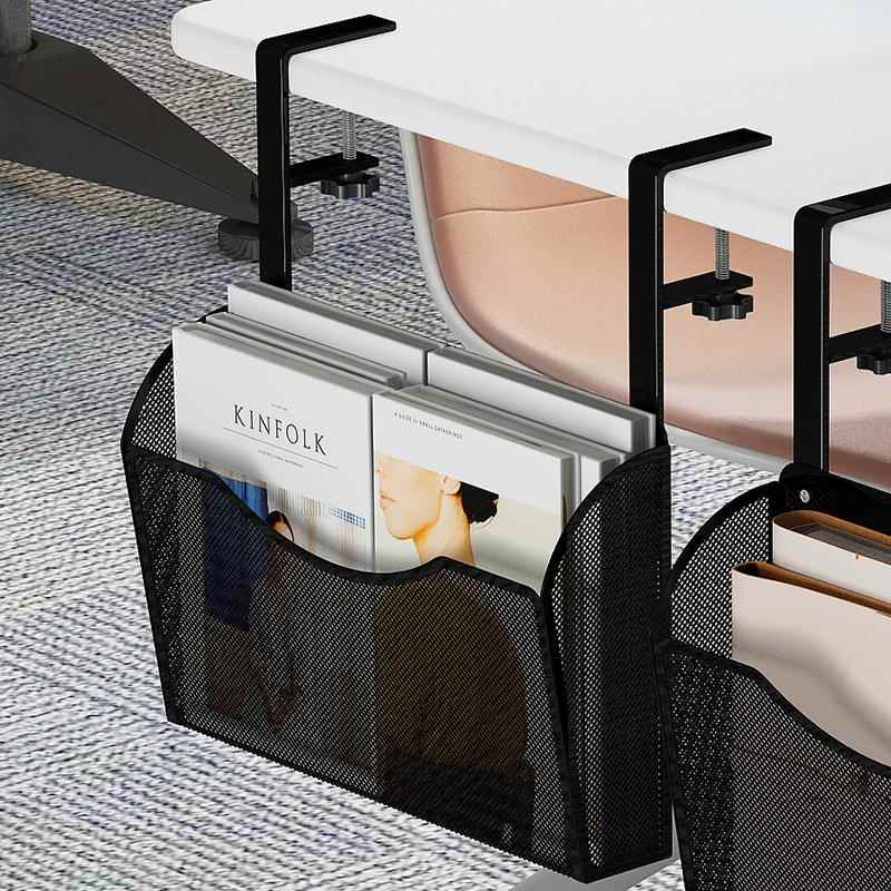 宿舍桌下置物架书桌边书架收纳神器桌底架子整理书籍挂篮空间利用 - 图0