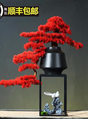 仿真松树室植物盆景客厅摆M00149件入户关新玄式迎客松盆中栽内装