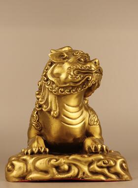 黄铜谛听摆件 铜谛听卧姿独角 家居装饰桌面创意礼品工艺品