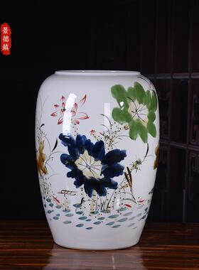 手绘荷花大号陶瓷花家居装饰品干花景德镇陶瓷花家居客厅摆件