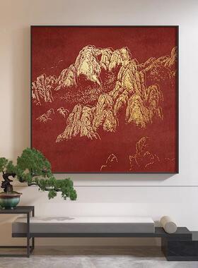 新中式客厅沙发背景墙红色挂画国潮中国风玄关餐厅书房民宿挂画