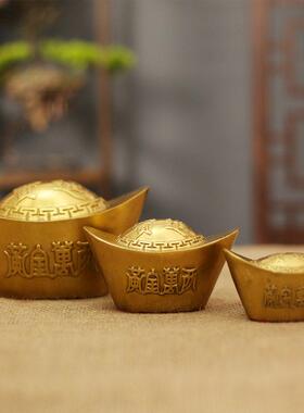 黄铜金元宝摆件招财进宝黄金万两工艺礼品摆饰办公室客厅桌面装饰