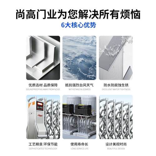 不锈钢电动伸缩门学校工厂推拉折叠收缩自动工厂大门伸缩门电动门 - 图1