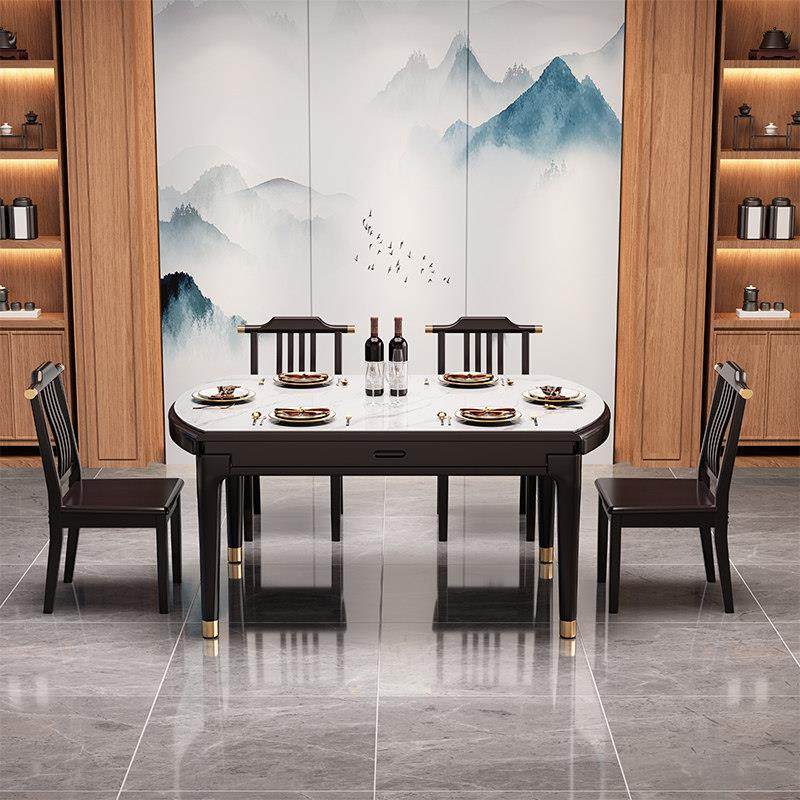 实木岩板餐桌椅组合方圆两用现代简约小户型家用新中式饭桌可伸缩,淘宝优惠券,粉丝福利购,淘宝优惠卷