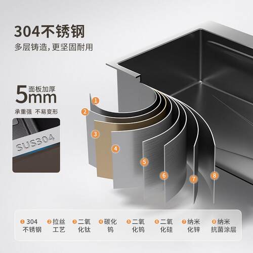 定制厨房水槽洗菜盆双槽改大单槽72X40/75X40/78X43/81X43/82X45 - 图2