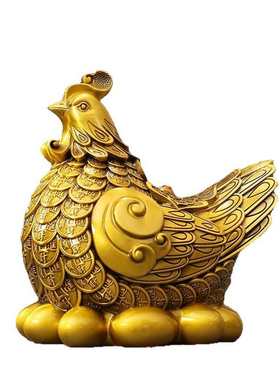 生肖聚财十二生肖装饰品办公室公鸡家居工艺品摆件纯铜金鸡
