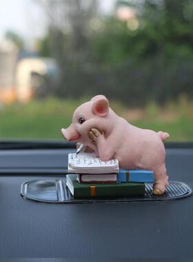 新款直销网红励志小猪搬砖猪拼博猪摆件创意ins礼品家居车载装饰