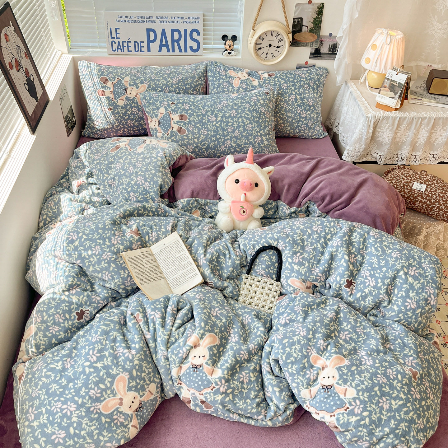 可爱少女卡通碎花加厚亲肤保暖可爱清新系列牛奶绒四件套单被套,淘宝优惠券,粉丝福利购,淘宝优惠卷