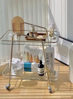 轻奢小推车置物架家用零食收纳移动边几酒店商用酒水车不锈钢餐车