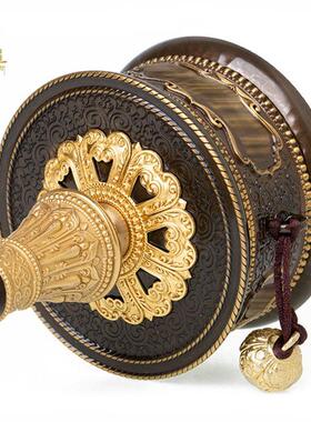 手摇转轮黄铜西藏家用转金筒民族装饰摆件藏式转筒手持转筒经金轮