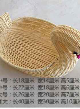 手工彷藤编鸡鸭鹅形篮子竹篓水果篮果盘点心篮小吃篮