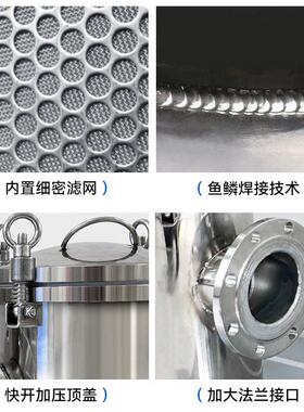 304不锈钢篮式过滤器直通 快开吊环毛发泥沙污水化工液管道式平底