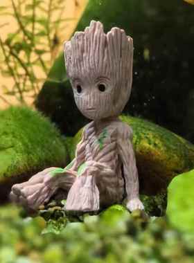 格鲁特花盆小树人鱼缸微景观装饰造景DIY工艺礼品摆饰沉底pvc摆件