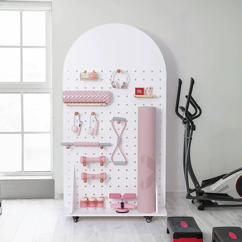 Solid wood hole custom board fitness equipment yoga sports storage shelf household vertical removable floor storage