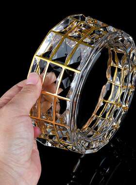 XXSP 跨境轻奢复古水晶玻璃烟缸摆件家用办公室大号烟灰缸