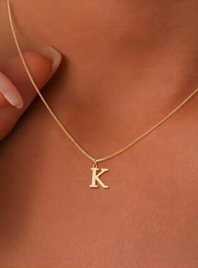 26 English letters necklace golden collarbone chain 字母项链