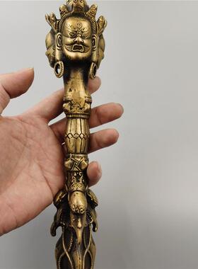 藏传用品黄铜马头明王金刚杵法器黄铜普巴杵大号降魔杵