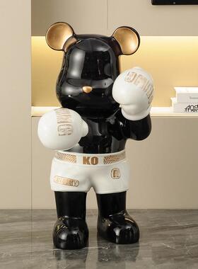 拳击馆暴力熊存钱罐健身房格斗馆落地大摆件开 业礼物家居装饰礼