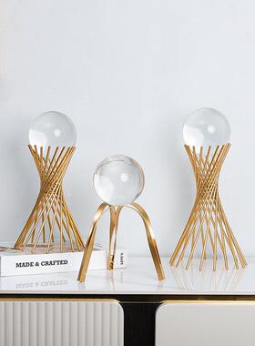 现代轻奢水晶球摆件树脂金鹿装饰欧式家居玄关客厅书房水晶球摆设