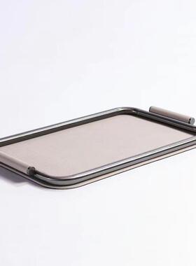 现代极简主义样板房装饰客厅咖啡桌餐厅餐桌皮革收纳托盘装饰品软