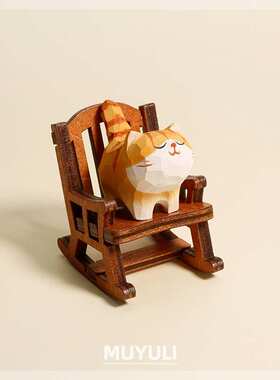 手工木雕布偶猫小猫咪办公室办公桌桌面装饰摆件闺蜜生日礼物女生