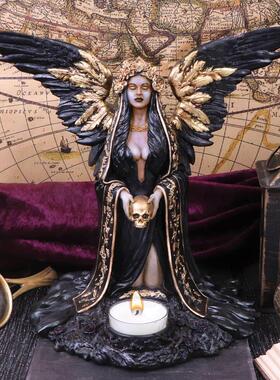 北欧死神雕像香薰烛台摆件工艺品外贸欧式复古树脂茶烛烛台底座