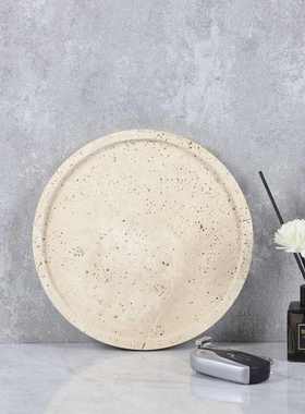 现代简约天然黄洞石托盘果盘客厅茶几民宿酒店样板间桌面软装饰品