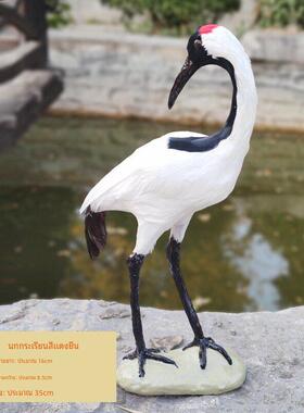 彷真仙鹤模型小白鹤盆景造景装饰展翅飞鹤羽毛丹顶鹤摆件工艺礼品