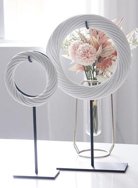 新中式现代创意绞丝圆环摆件样板间书房客厅博古架玄关艺术装饰品