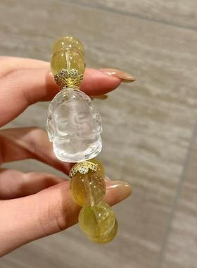 小红书招财黄阿赛原创天然黄水晶气质款搭配神象抖音直播爆款水晶