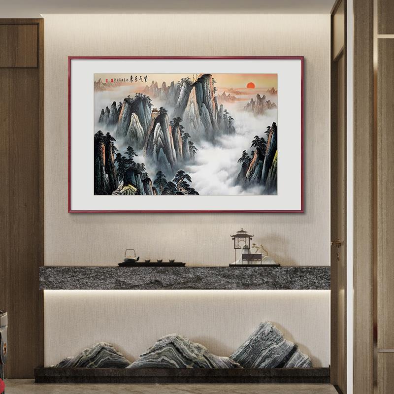 江山如此多娇国画山水画玄关走廊过道挂画新中式小幅客厅招财壁画 - 图1