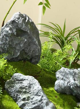 彷真青龙石庭院假山造景摆件玻璃纤维假石头装饰摆设摄影青石头道