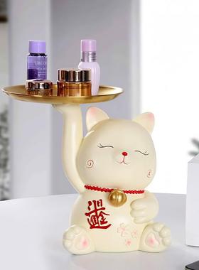 关树杈托盘家居猫轻奢客玄厅钥匙摆设葫芦纳摆件招财猫树收脂工艺