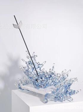 现代简约创意树脂浪花雕塑摆件样板房售楼处玄关大厅装饰品摆件