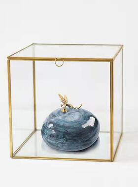 高档大简约陈玻璃示展示盒首饰收纳列盒容量透明展架软装摆件防尘
