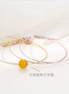 新款2镯5纯银珠螺丝手空托女手工diy串螺旋手链可9串珠子吊坠穿心