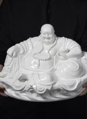 德化白瓷大肚弥勒佛笑佛摆件陶瓷福佛拜瓷家居客厅摆件