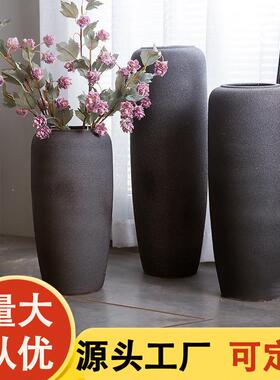 景德镇瓷器落地大花瓶磨砂颜色釉花瓶现代田园风陶瓷工艺品