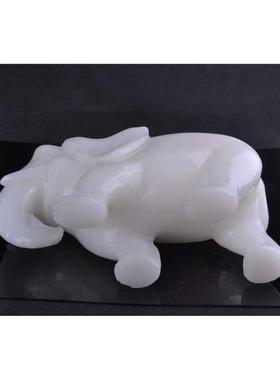 玉器市场批发 阿富汗玉石摆件 黄铜 开业白玉大象工艺品