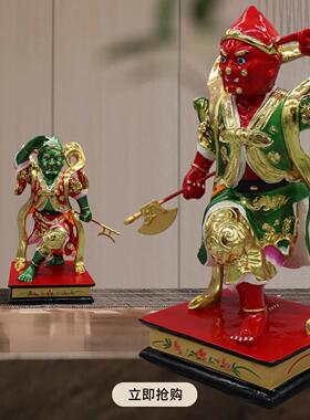 香樟木千里眼顺风耳神像木雕摆件居家用供奉金精水精高明高觉神像