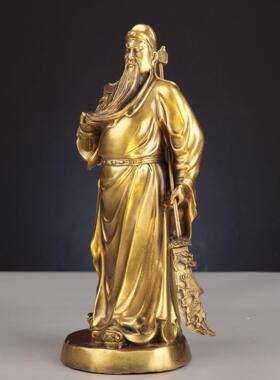 铜关公 提刀关公 关二爷家居办公室金属工艺品 义薄云天