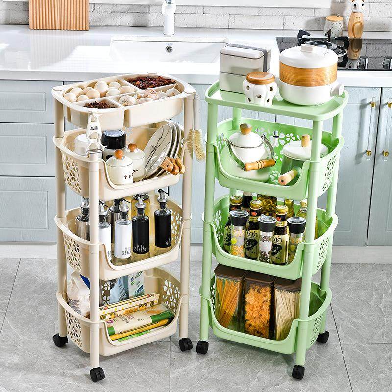 厨房可移动置物架推车调味瓶蔬菜收纳置物架多功能落地塑料收纳架,淘宝优惠券,粉丝福利购,淘宝优惠卷