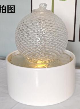 喷泉流水摆件循环水招财客厅小型桌面电视柜装饰造景风水轮礼物