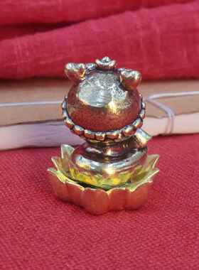 2026实心纯黄铜莲花灵蛇翻砂摆件仿古精工铜艺茶宠铜蛇古玩铜器铜