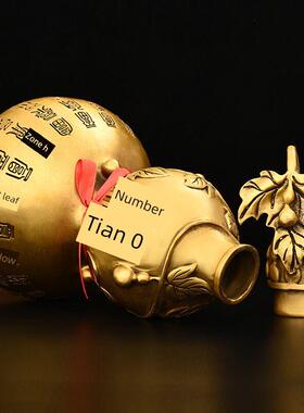 铜葫芦摆件家居玄关大号五福临门铜葫芦装饰品店铺办公室福禄高升