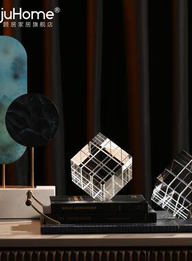 高档代轻奢水晶魔方摆面件家居简约客厅办书房公室桌创意现工艺品