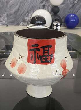 中古风现代简约陶瓷花瓶摆件复古树脂花器摆设欧式玄关客厅装饰品